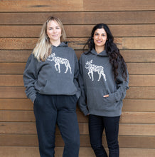 Load image into Gallery viewer, Unisex Black Pigment Dye Moose Hoodie