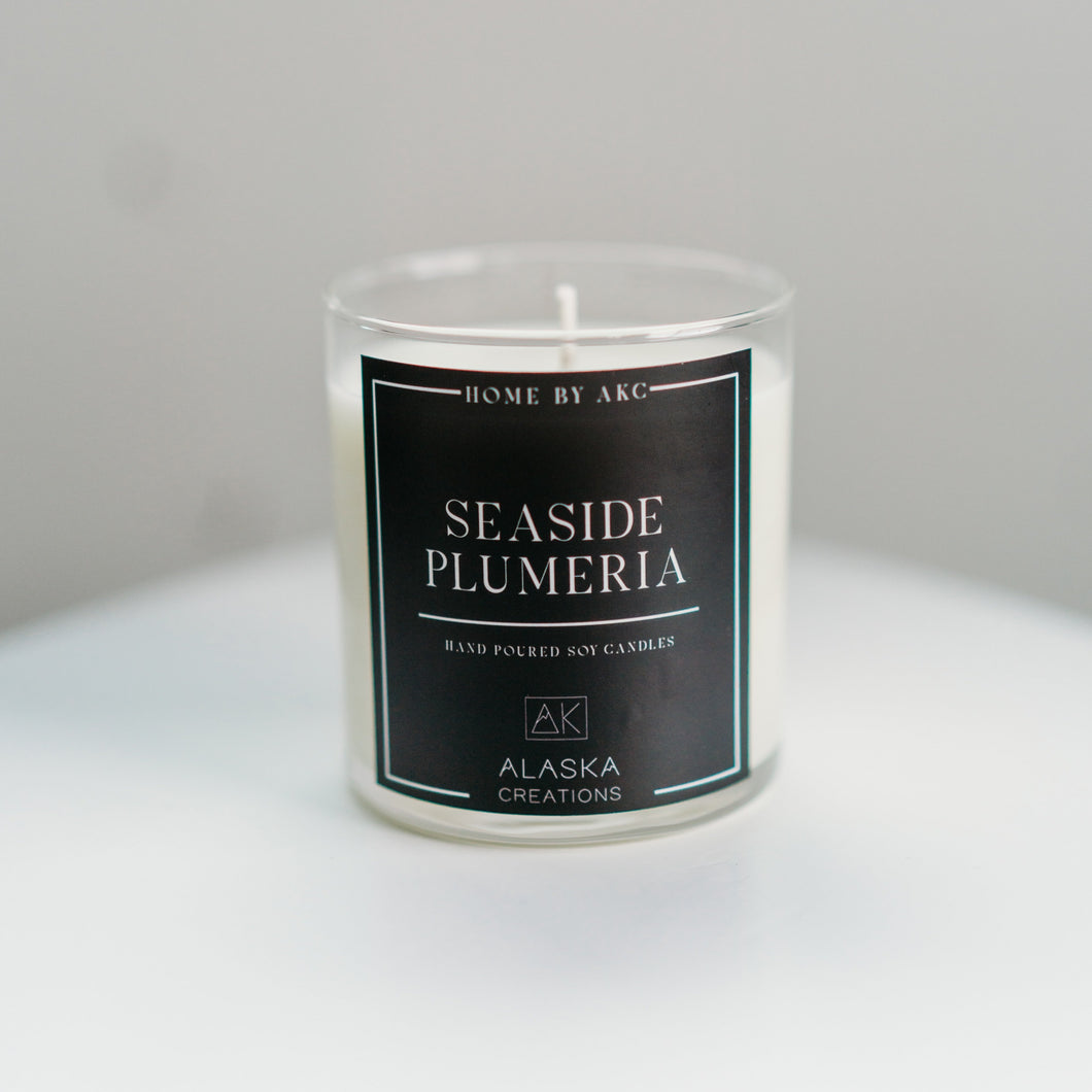 12oz Hand-Poured Seaside Plumeria Soy Candle