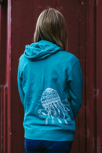 Women Teal Jellyfish Pullover