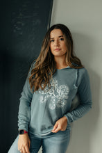 Load image into Gallery viewer, Women&#39;s Wave Cut Misty Blue Octopus Hoodie