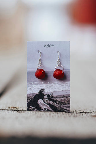 Adrift Sterling Silver Red Berry Large Bead Earring